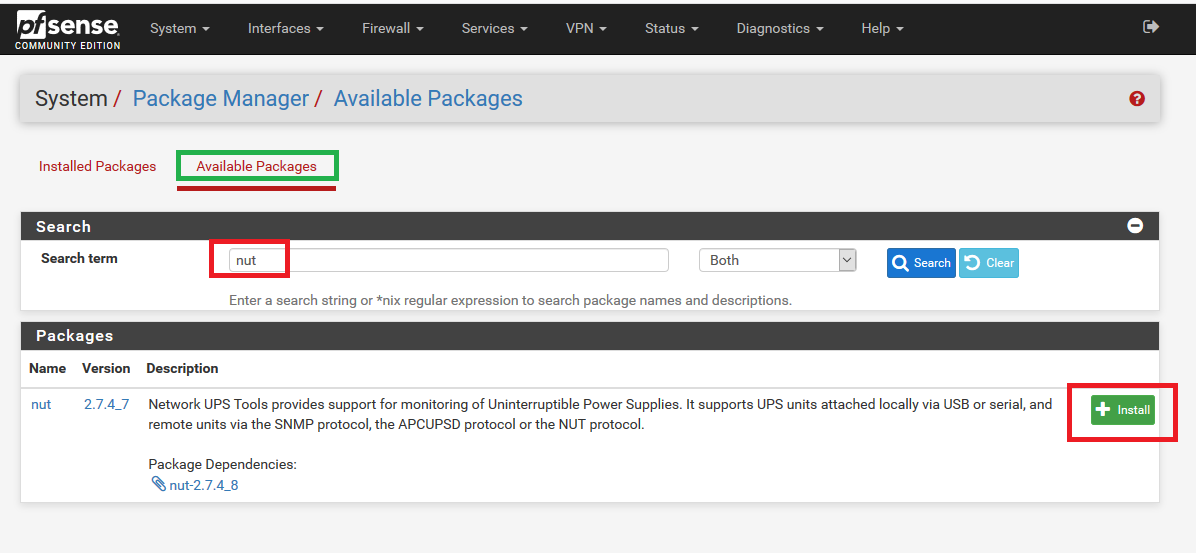 N.U.T - UPS Monitoring via PfSense / Grafana