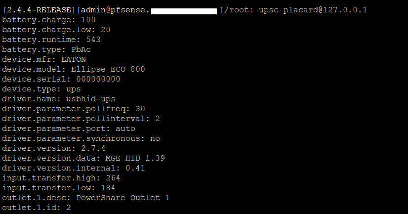 N.U.T - UPS Monitoring via PfSense / Grafana