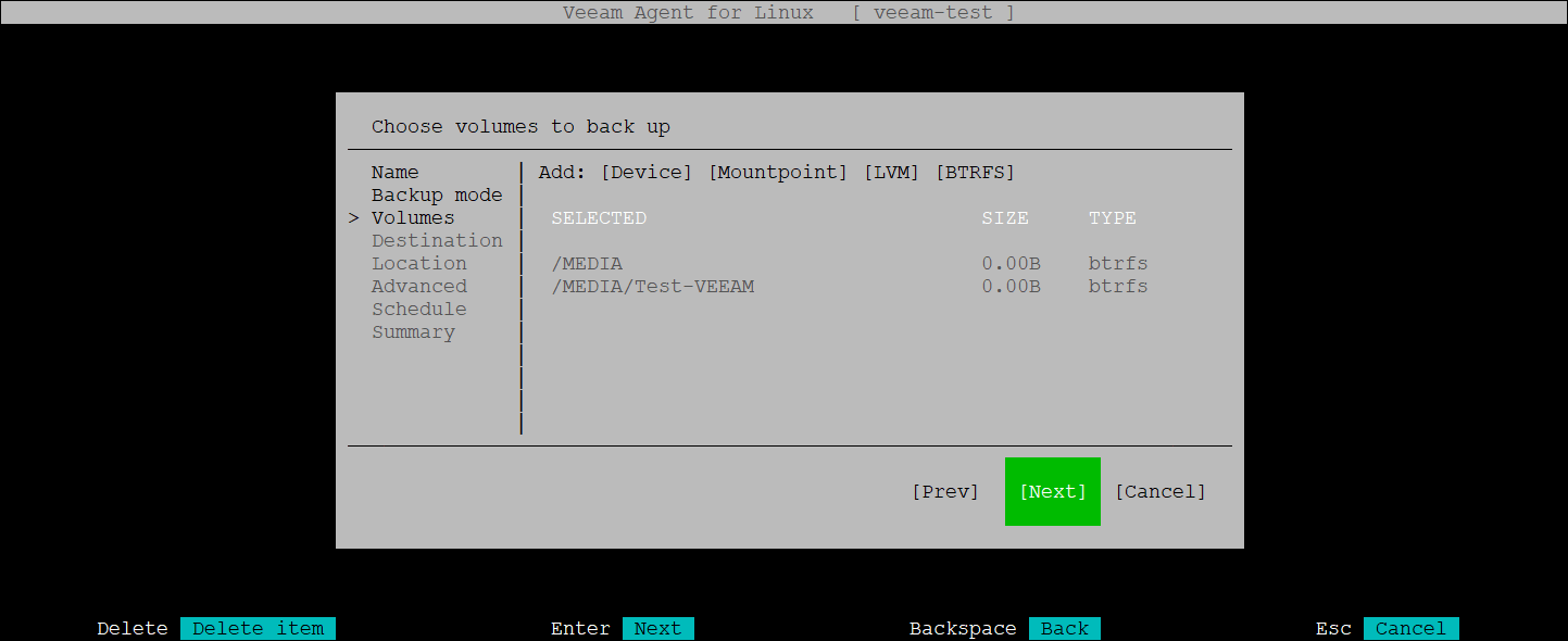 Veeam Agent Linux 3.0 installation for BTRFS